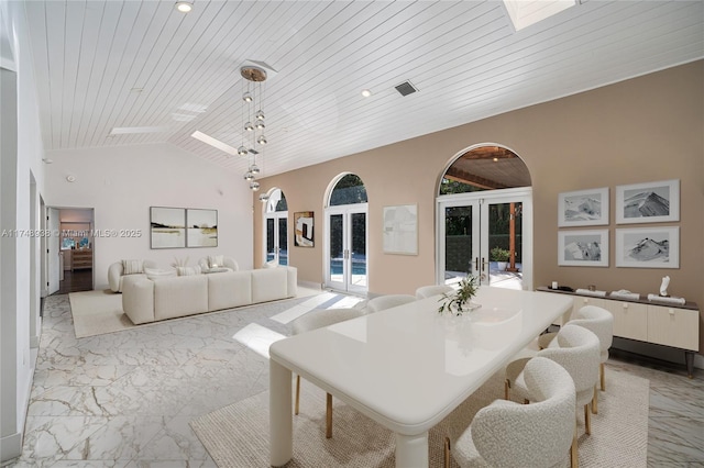 interior space with french doors and an outdoor living space