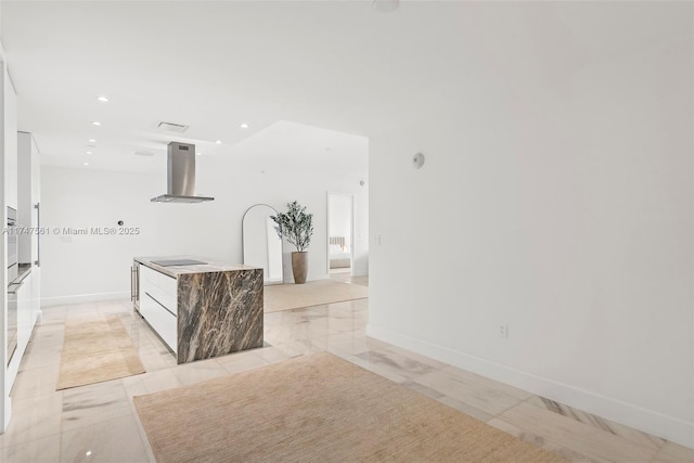 interior space with recessed lighting, visible vents, and baseboards