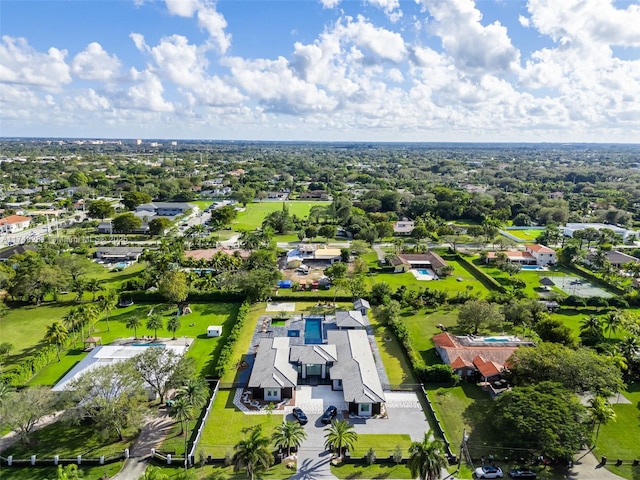 birds eye view of property with a residential view