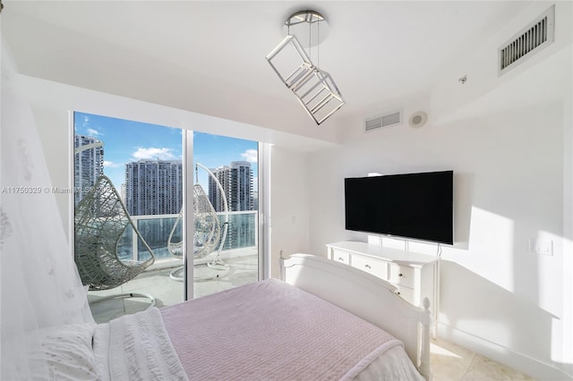 bedroom with visible vents