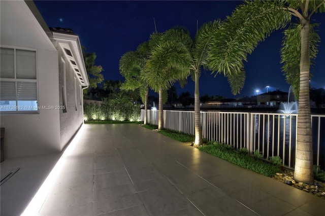 view of patio at twilight