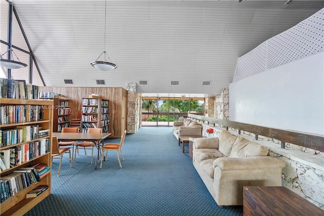 carpeted living room with visible vents