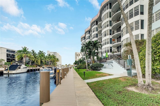 view of dock featuring a water view