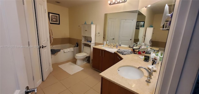 1945 S Ocean Dr Unit 701, Hallandale Beach, FL 33009 - bathroom with double vanity, tile patterned floors, a sink, and a garden tub