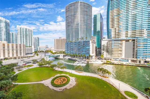 city view with a water view