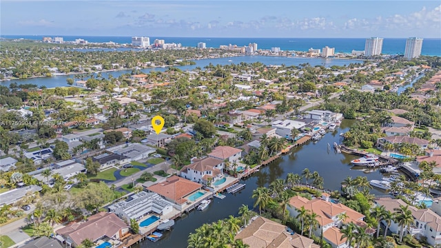 1111 Washington St, Hollywood, FL 33019 - drone / aerial view featuring a water view and a residential view