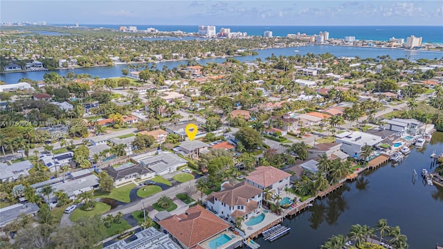 1111 Washington St, Hollywood, FL 33019 - bird's eye view with a water view and a residential view