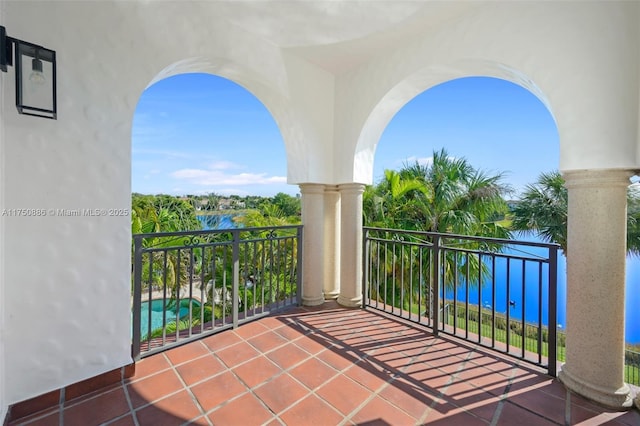 balcony with a water view