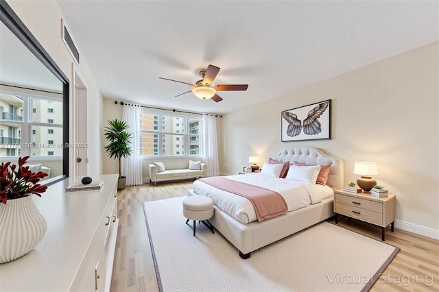2751 S Ocean Dr Unit 1003N, Hollywood, FL 33019 - bedroom featuring light wood-style floors, ceiling fan, and baseboards