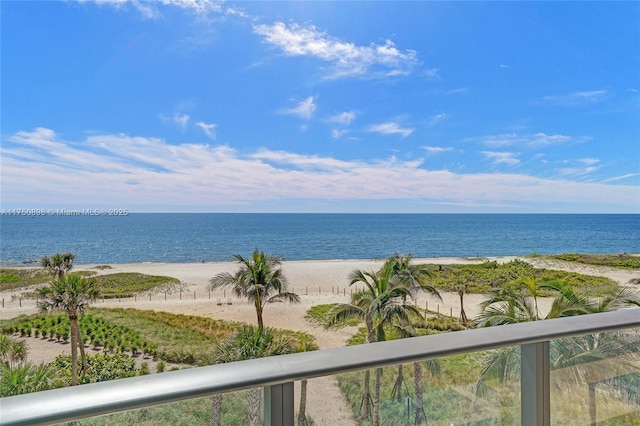 view of water feature featuring a view of the beach