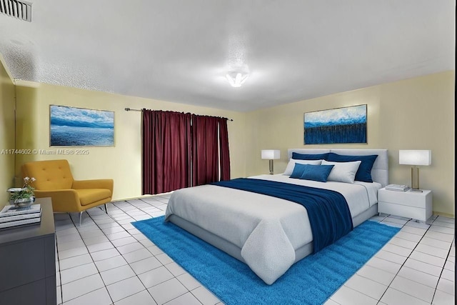 bedroom featuring light tile patterned flooring and visible vents