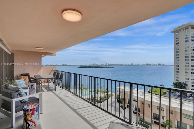 balcony with a water view