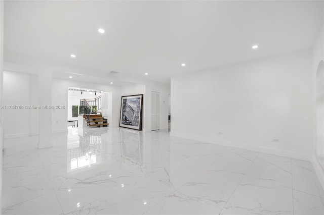 1651 SW 13th Ave, Miami, FL 33145 - spare room featuring marble finish floor, baseboards, and recessed lighting