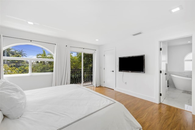 1651 SW 13th Ave, Miami, FL 33145 - bedroom with visible vents, recessed lighting, connected bathroom, baseboards, and access to exterior