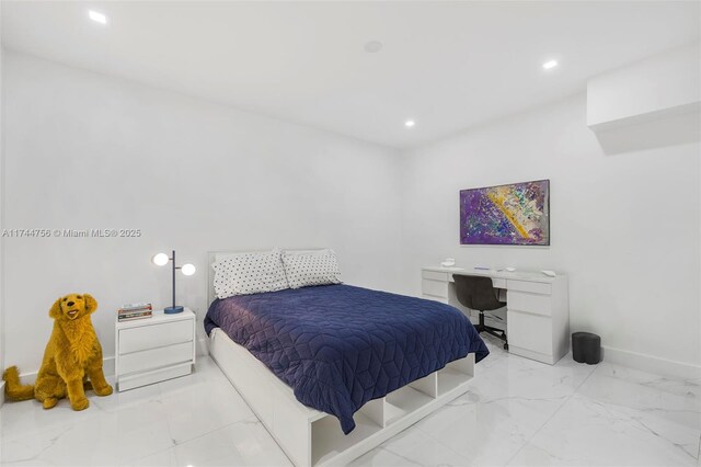 1651 SW 13th Ave, Miami, FL 33145 - bedroom with marble finish floor, baseboards, and recessed lighting