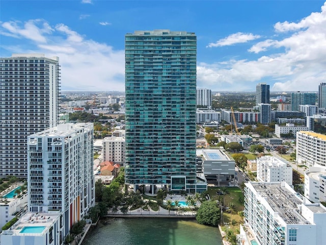 view of city with a water view