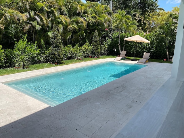 outdoor pool featuring a patio