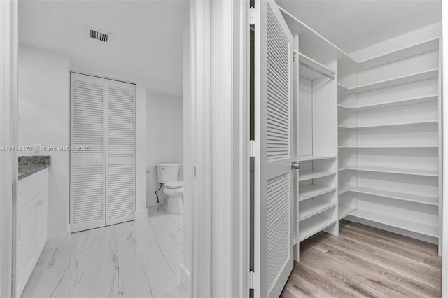 spacious closet featuring visible vents