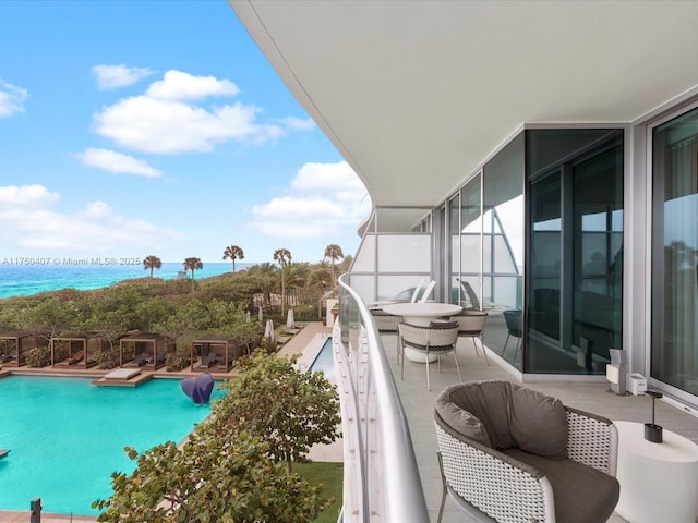 balcony with a water view