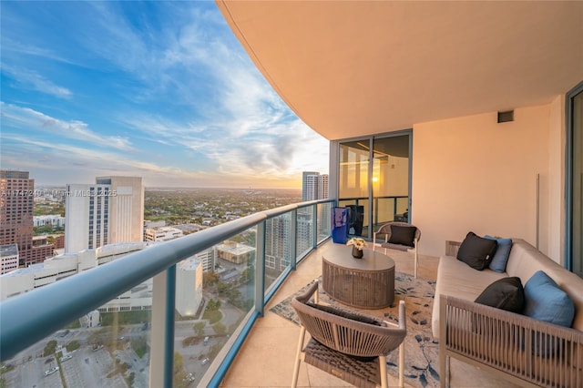 balcony featuring a view of city and visible vents