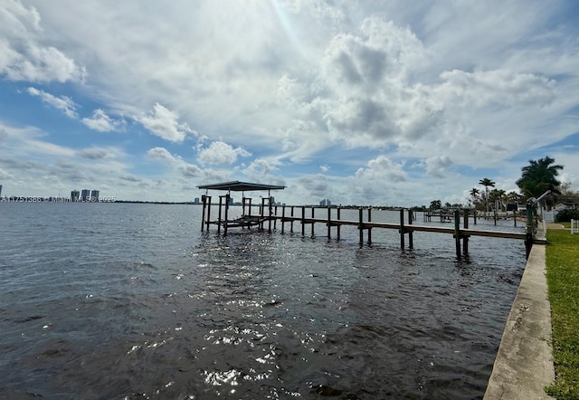 view of dock featuring a water view