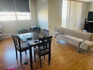 dining space featuring wood finished floors