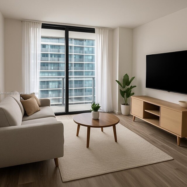 801 S Miami Ave Unit 1808, Miami, FL 33130 - living area with wood finished floors and expansive windows