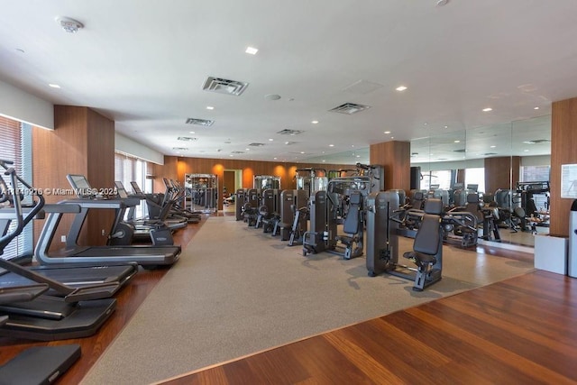 801 S Miami Ave Unit 1808, Miami, FL 33130 - exercise room featuring wood finished floors and recessed lighting