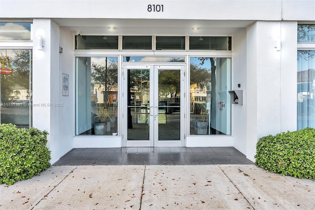 view of exterior entry with french doors