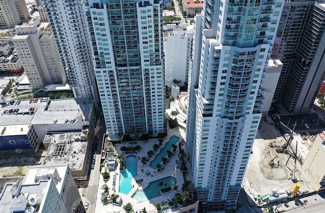 birds eye view of property featuring a view of city