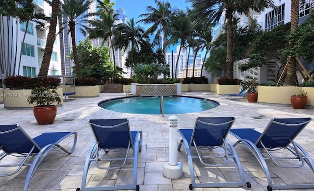 view of swimming pool featuring a pool and a patio