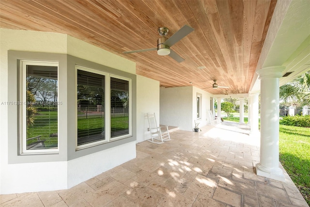 view of patio with a ceiling fan