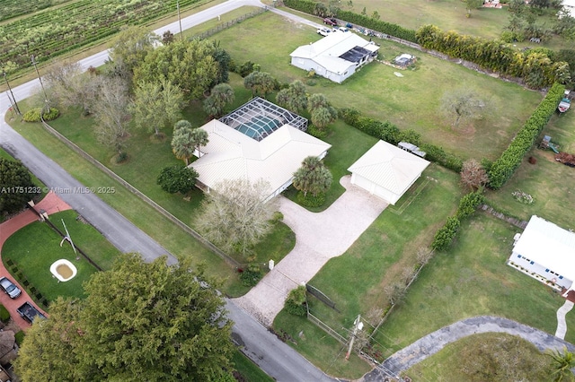 aerial view featuring a rural view