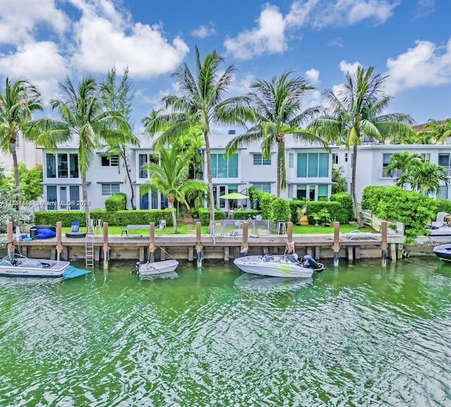 view of dock featuring a water view