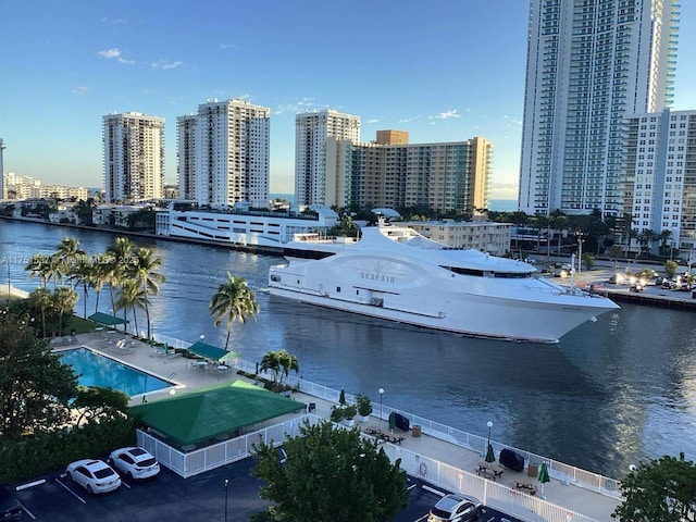 water view with a view of city