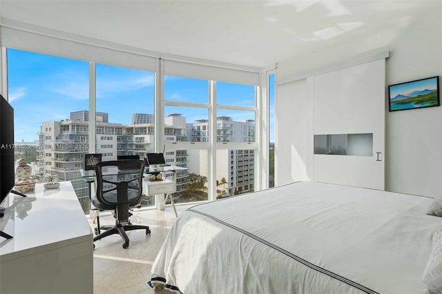 bedroom featuring floor to ceiling windows