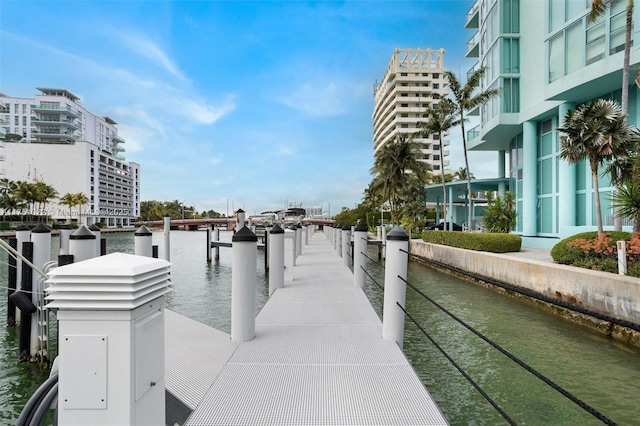 dock area featuring a water view