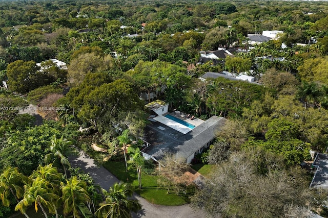 drone / aerial view with a forest view