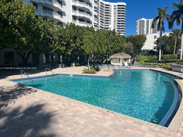 pool featuring a patio area