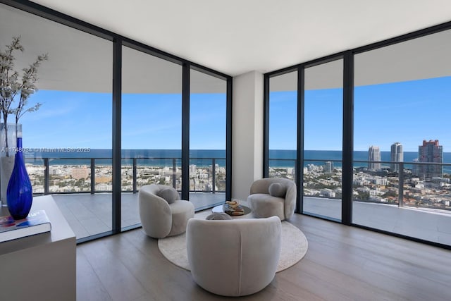 sunroom featuring a water view and plenty of natural light