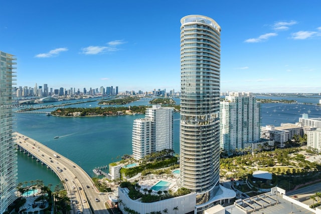 property view of water with a city view