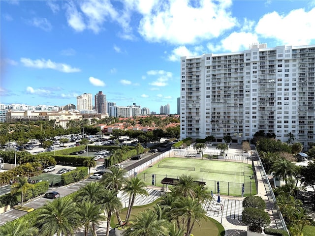 birds eye view of property featuring a view of city