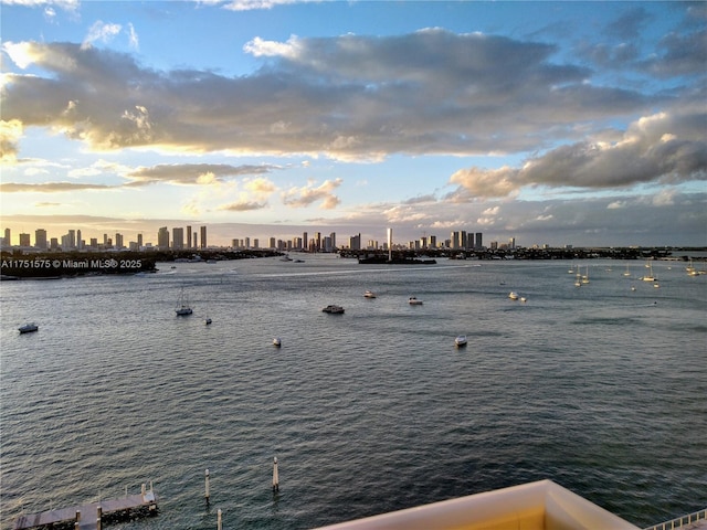 water view with a view of city