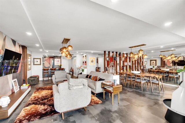 1717 N Bayshore Dr Unit A-3455, Miami, FL 33132 - living room with recessed lighting and a notable chandelier