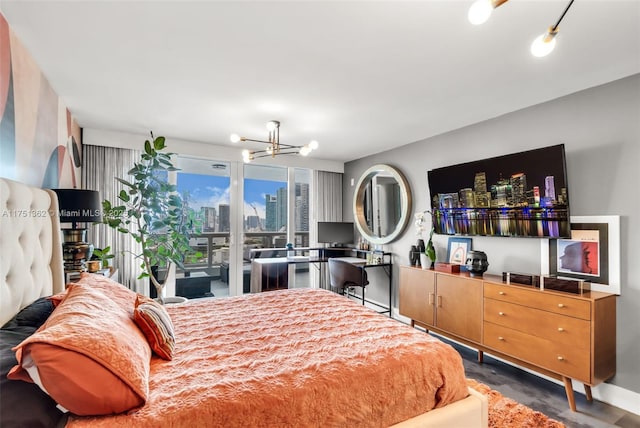 bedroom featuring a chandelier