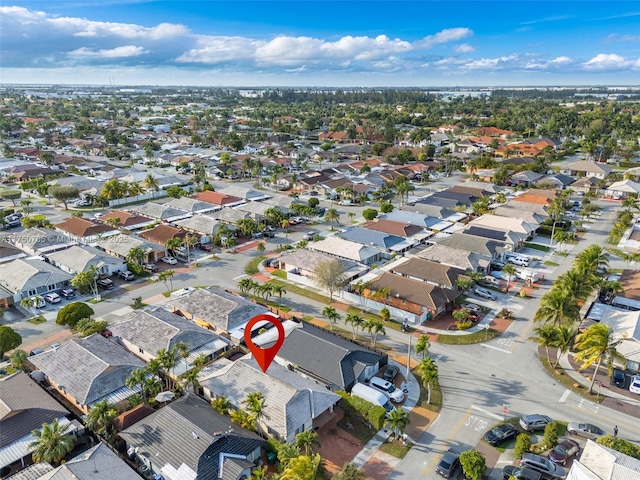 drone / aerial view with a residential view