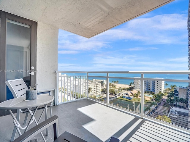 balcony with a water view