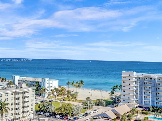 property view of water featuring a view of the beach