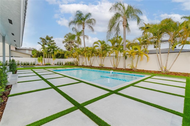 view of pool with a fenced in pool, a patio area, and a fenced backyard