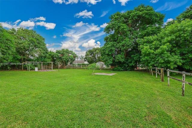 view of yard featuring fence